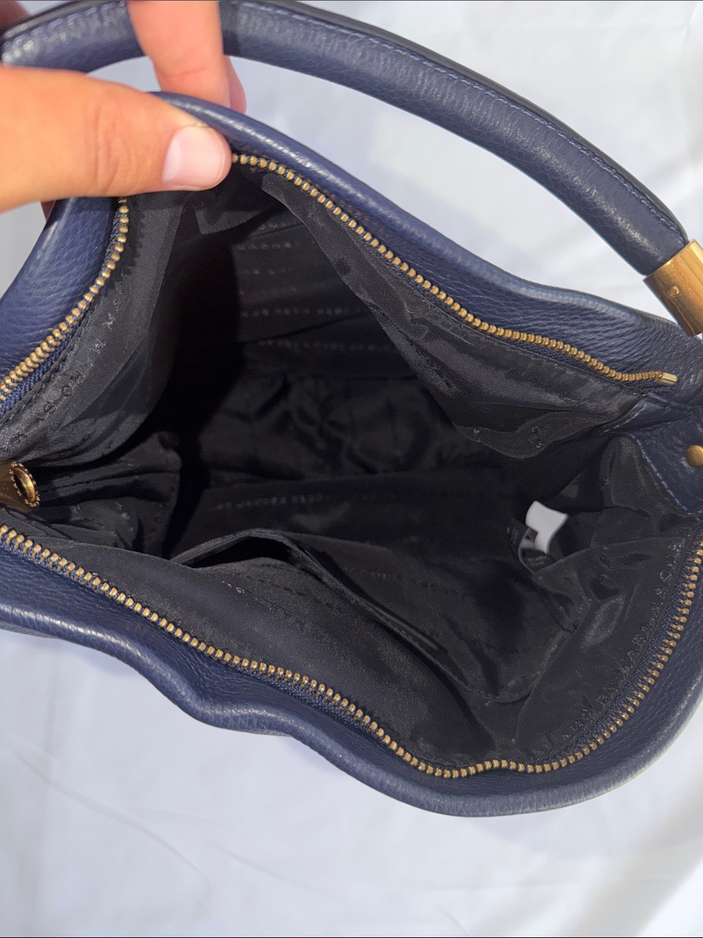 Marc by Marc Jacobs Navy Leather Crossbody Hobo with Gold Hardware - Picture 5 of 5